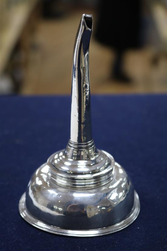 A George III silver wine funnel, Thomas Harper I, London, 1792,	 13cm.